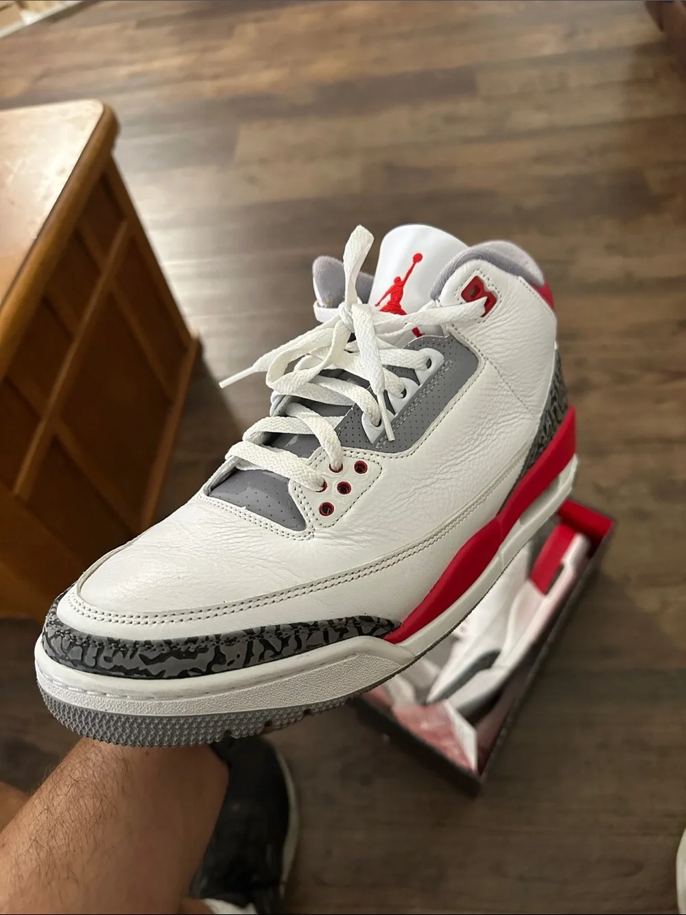 Jordan Men’s White, Red & Gray Retro Basketball Sneakers